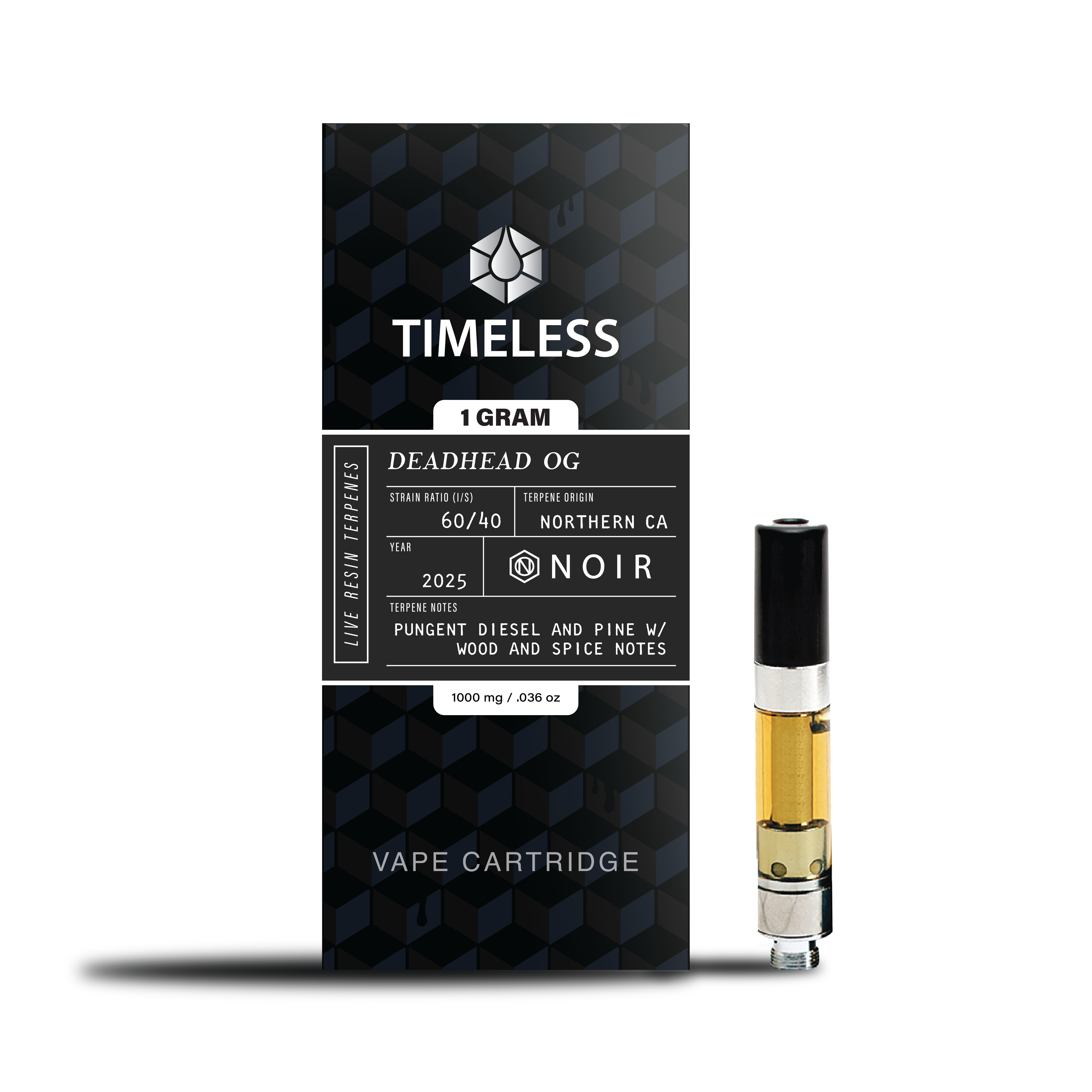 Photograph of product: 1000mg Deadhead OG Live Resin Cartridge