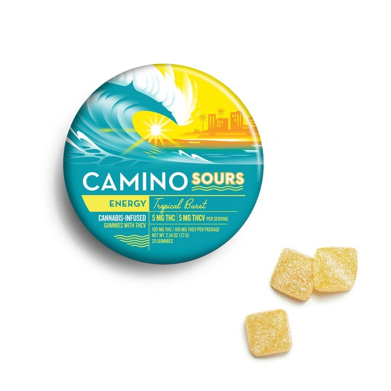 Photograph of product: Sour Tropical Burst | 5:5 THC:THCV Gummies | 100mg