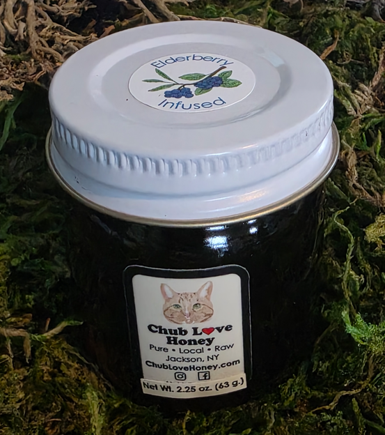 Photograph of product: (Non-Infused) Elderberry Honey | Chub Love Honey | Pure Raw Honey (2.25oz)
