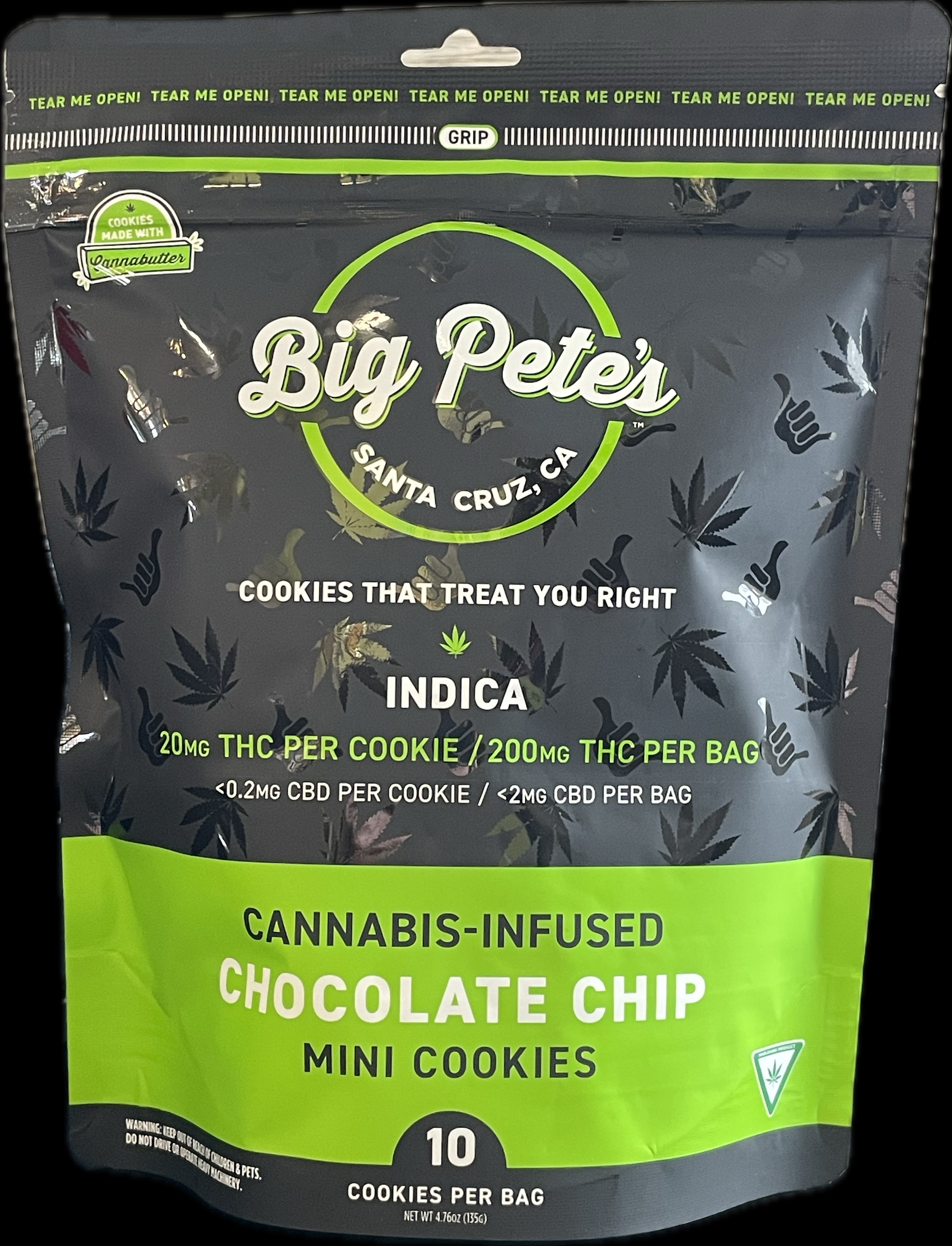 Photograph of product: Big Pete's Treats - Oui'd Chocolate Chip Cookies 10pk - 200mg