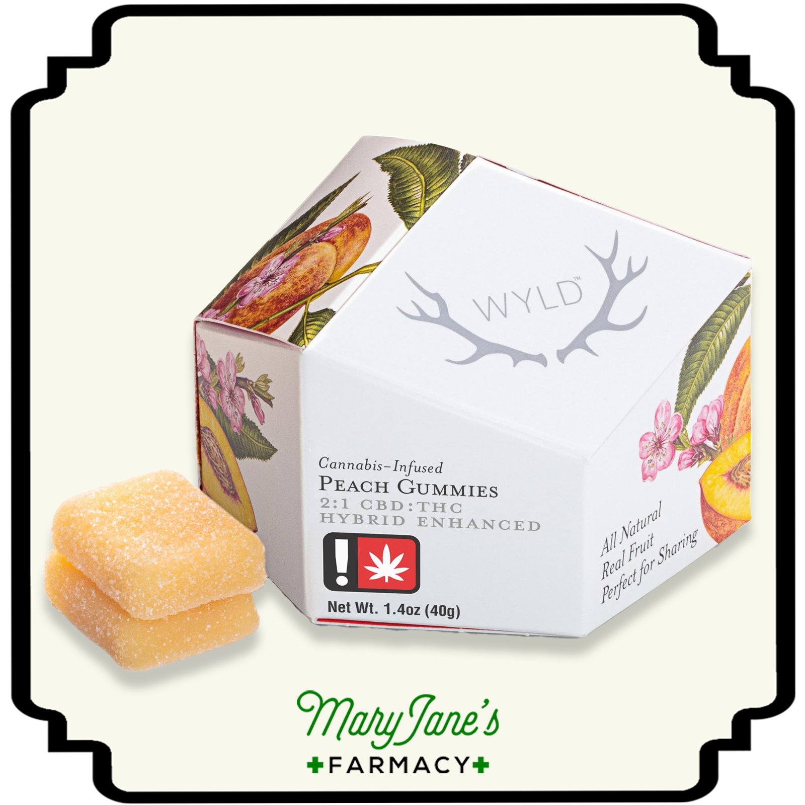 Photograph of product: Peach 2:1 CBD + Hybrid Enhanced Gummies 10-Pack | 100mg