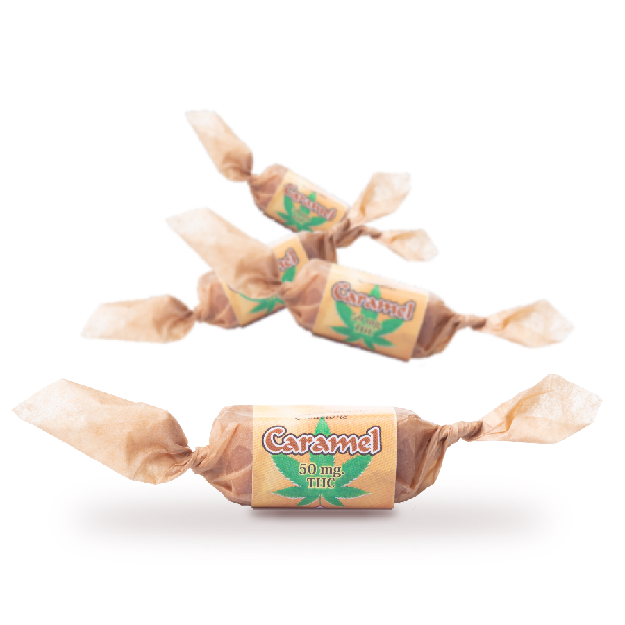 Photograph of product: 50mg Caramel Chew