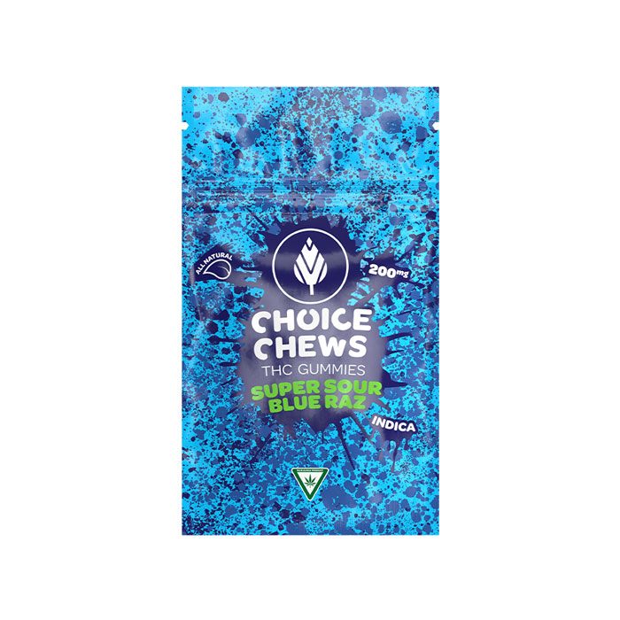 Photograph of product: Choice - 200mg Gummies - Super Sour Blue Raz (Oui'd)
