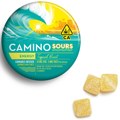 Photograph of product: Tropical Burst [S] - 100MG 2:1 THCv Sour Gummies 10PK