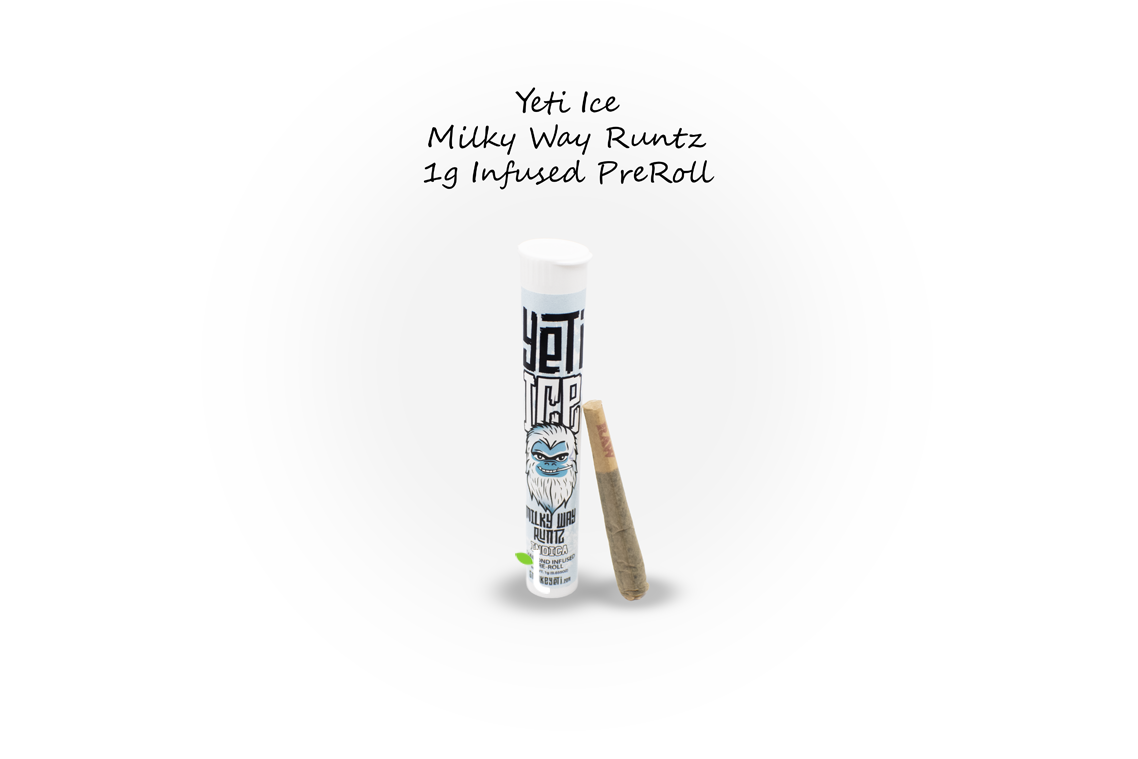Photograph of product: Yeti Ice | Milky Way Runtz | Diamond Infused Preroll