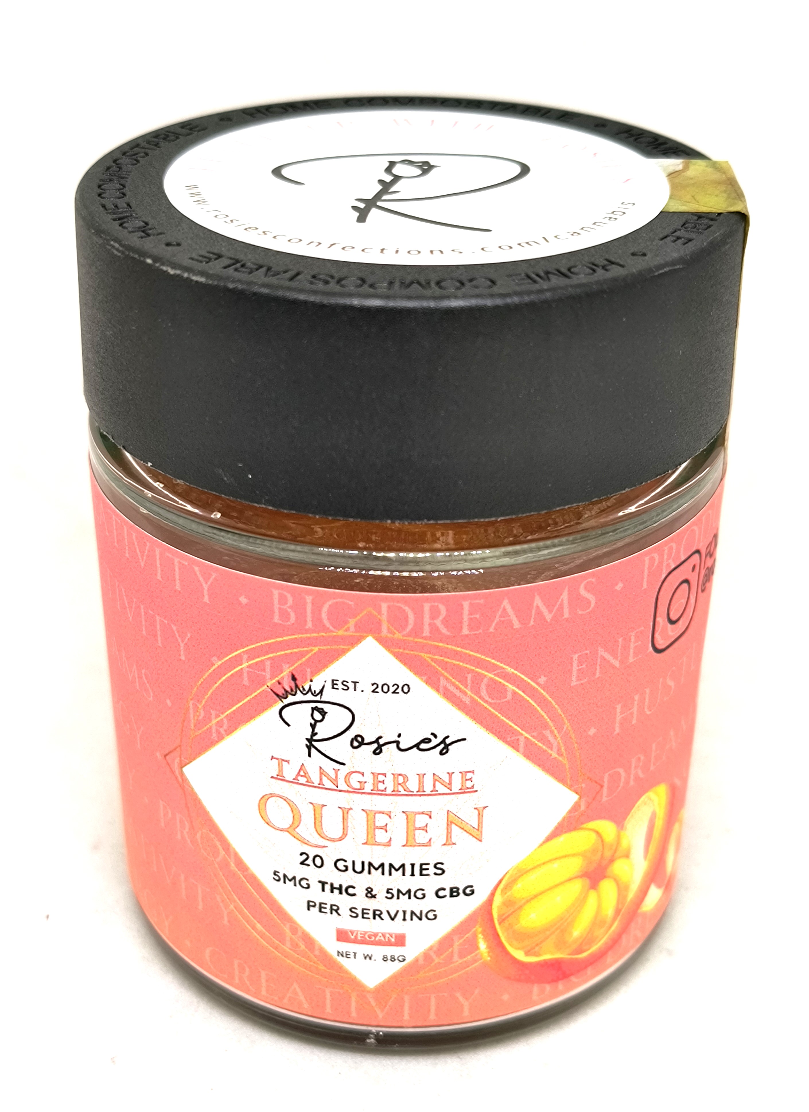 Photograph of Product: Tangerine Queen | 100mg 1:1 THC:CBG | Rosie's Confections