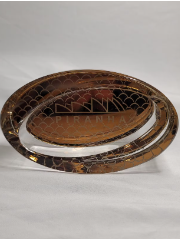 Photograph of product: PIRANHA - ASHTRAY GLASS - OVAL SLANT SCALES - GOLD