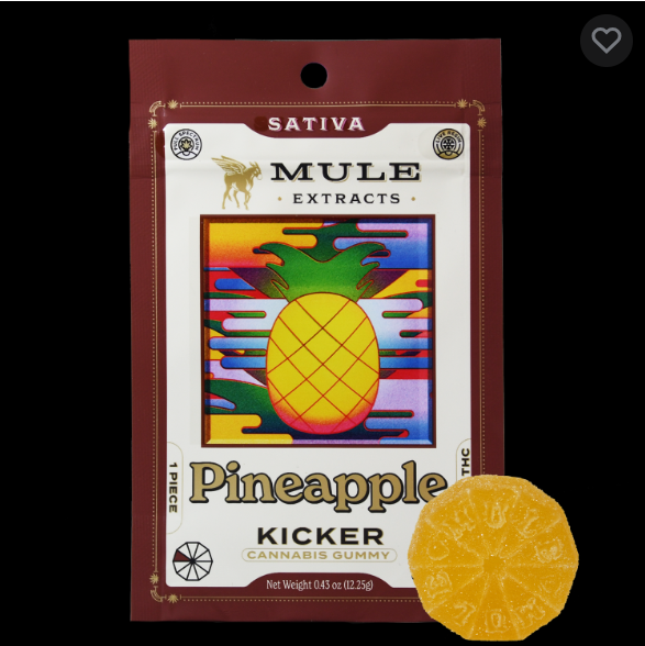 Photograph of product: Mule Kicker | Pineapple Live Resin Gummy | 100mg
