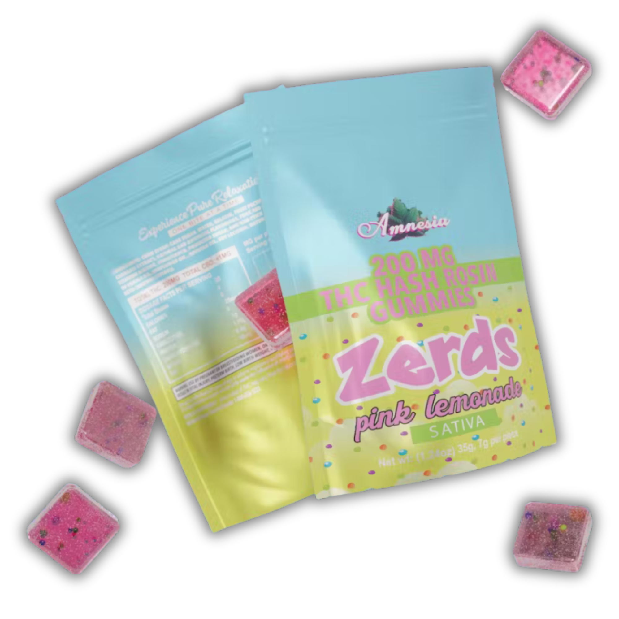 Photograph of product: Amnesia | au chocolat Rosin Gummy | Zerds | Pink Lemonade | 200mg