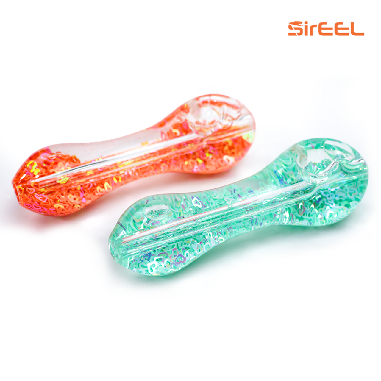 Photograph of product: SirEEL Freezable Glitter Hearts Hand Pipe