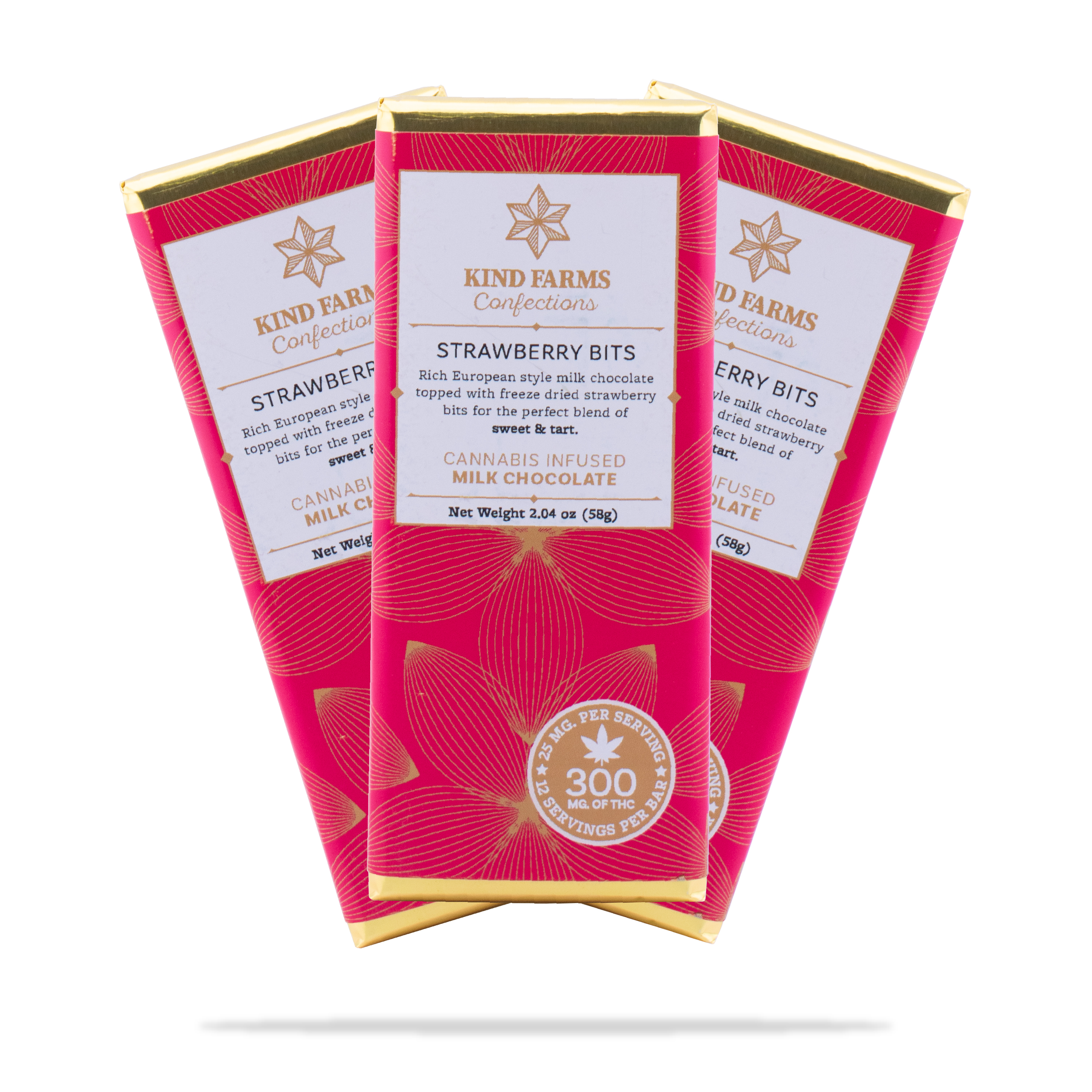Photograph of product: 300mg KF Strawberry Bits Chocolate Bar
