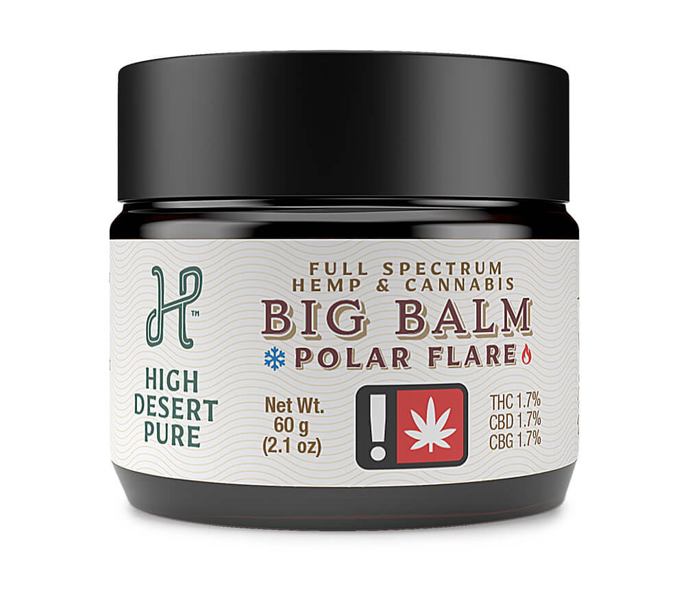 Photograph of product: High Desert Pure | 1:1:1 TH-oui:CBD:CBG POLAR FLARE BIG BALM | 60g