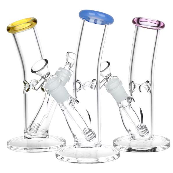 Photograph of product: Classic Bent Neck Straight Tube Glass Water Pipe- 9.75"