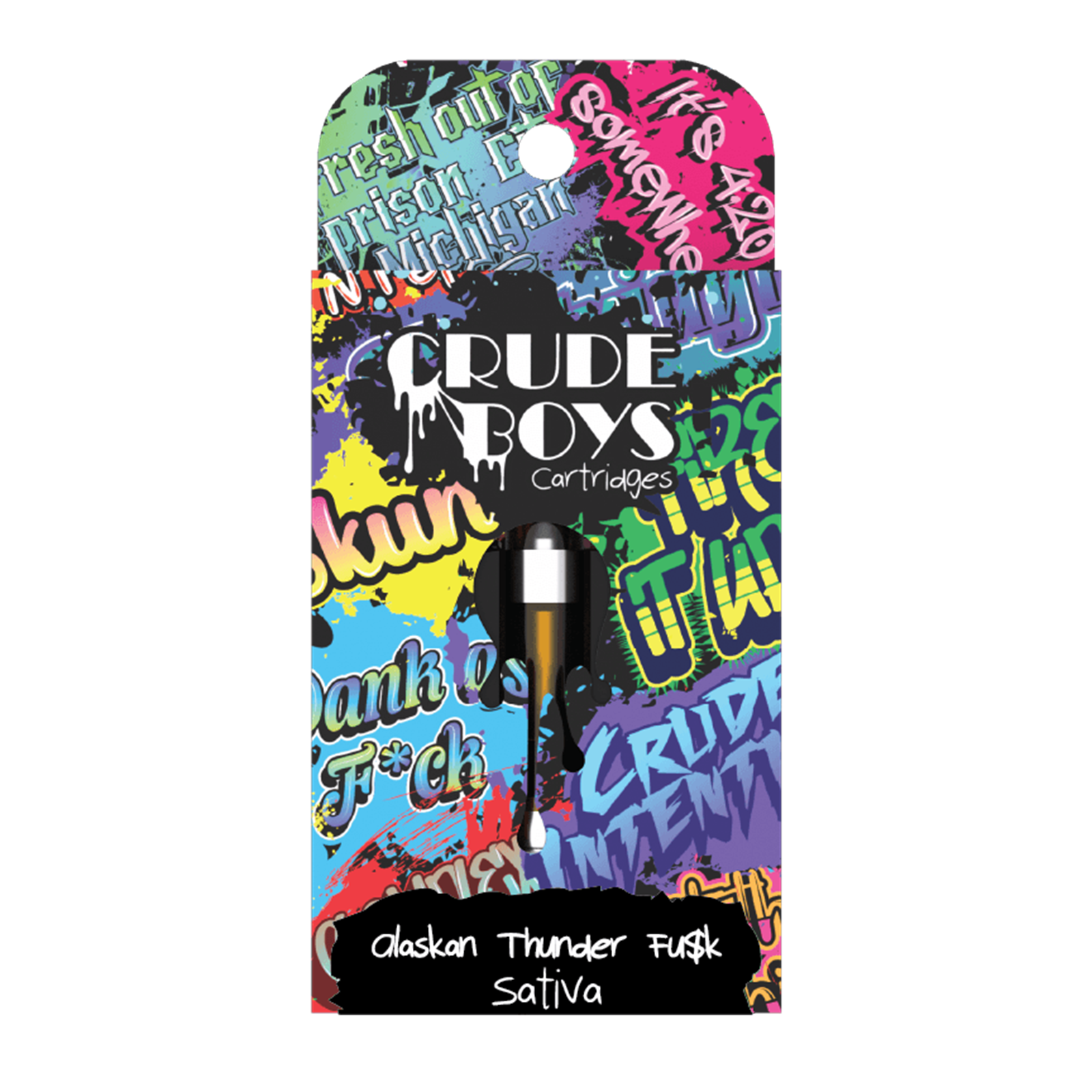 Photograph of product: Crude Boys | Alaskan Thunder Funk | Oui'd | 510 Vape Cartridge | MED