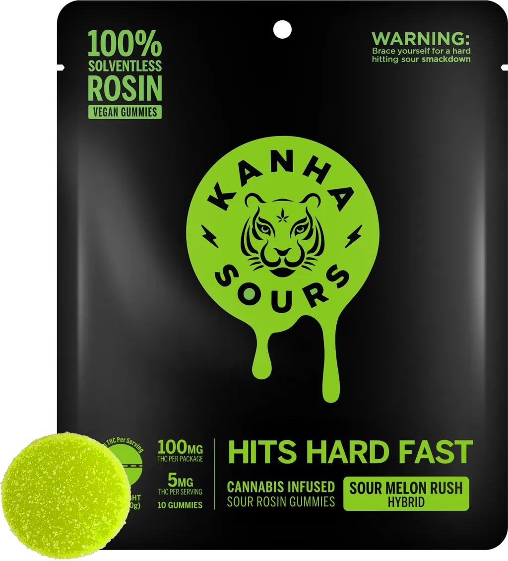 Photograph of product: Sour Melon Rush Hybrid Live Rosin Gummies | 100mg