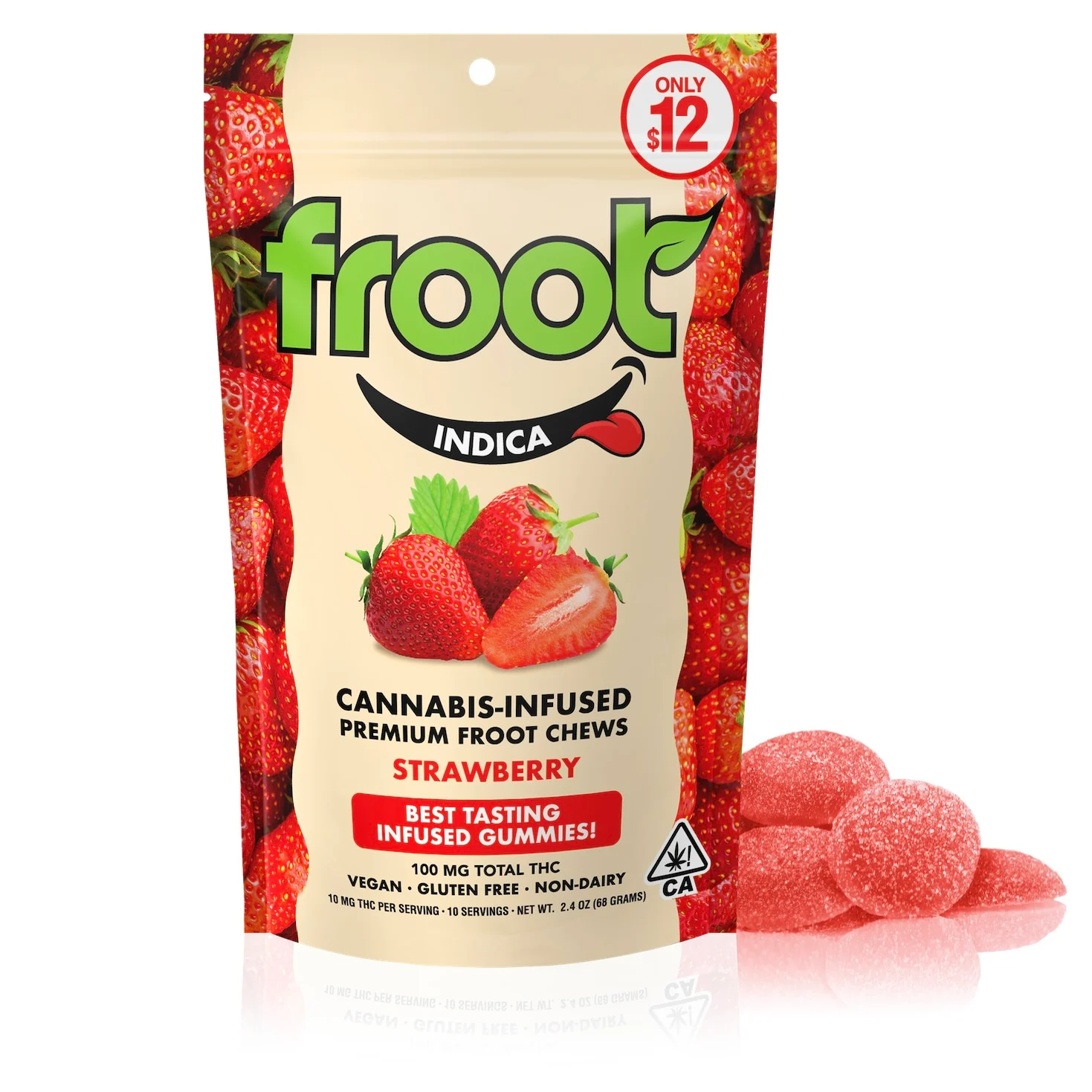 Photograph of product: Froot Strawberry Gummies 100mg Oui'd