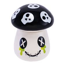 Photograph of product: Fujima | Mushroom Skull Ceramic Stash Jar
