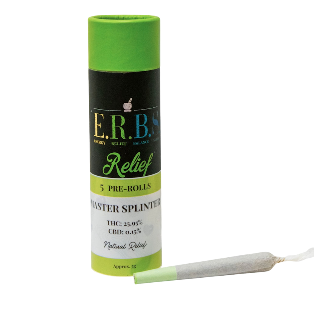 Photograph of product: E.R.B.S. Relief (5G) 5Pack 1g Pre-Roll Master Splinter