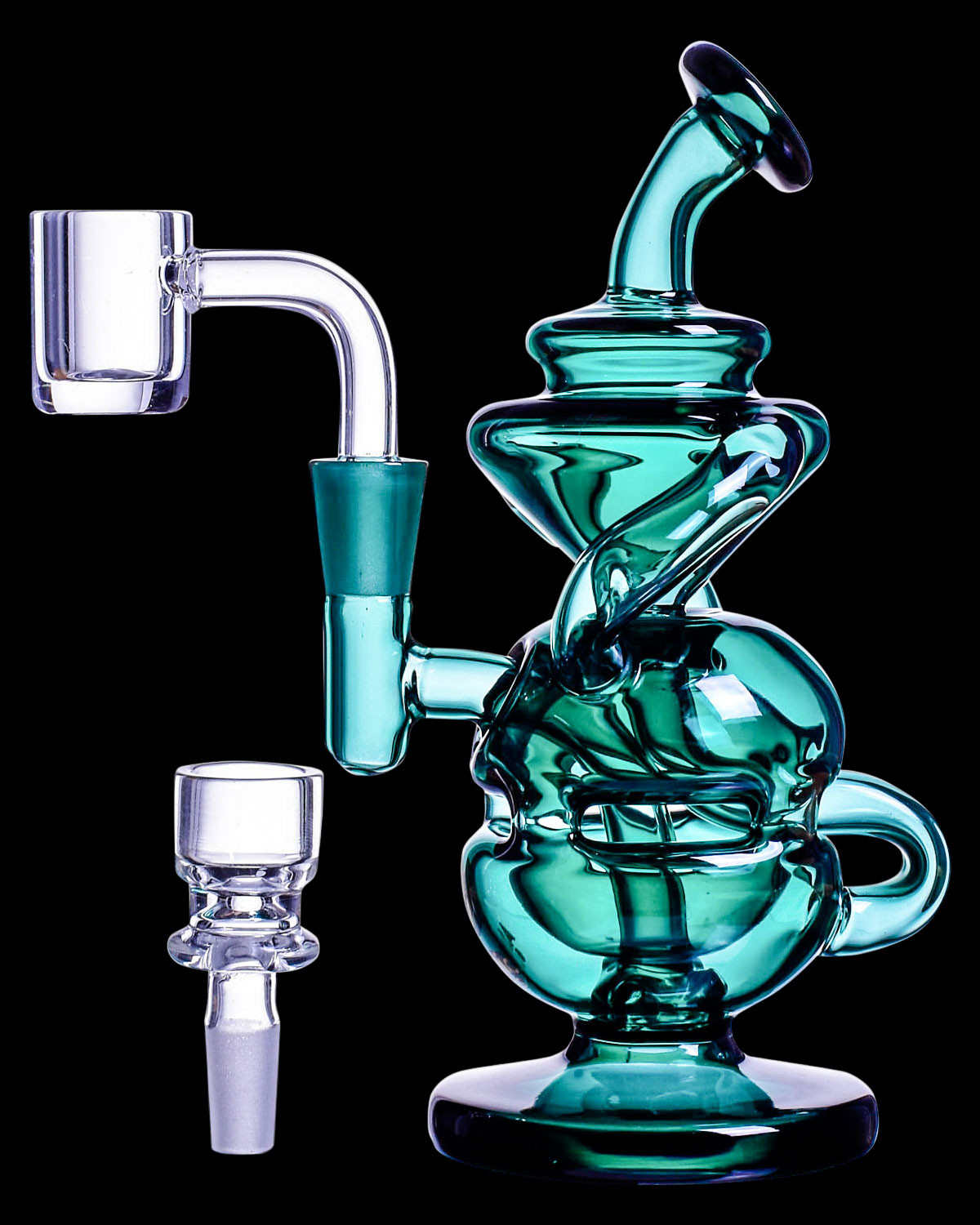 Photograph of product: Atomic Glass | Faberge Helix Recycler Rig | Teal