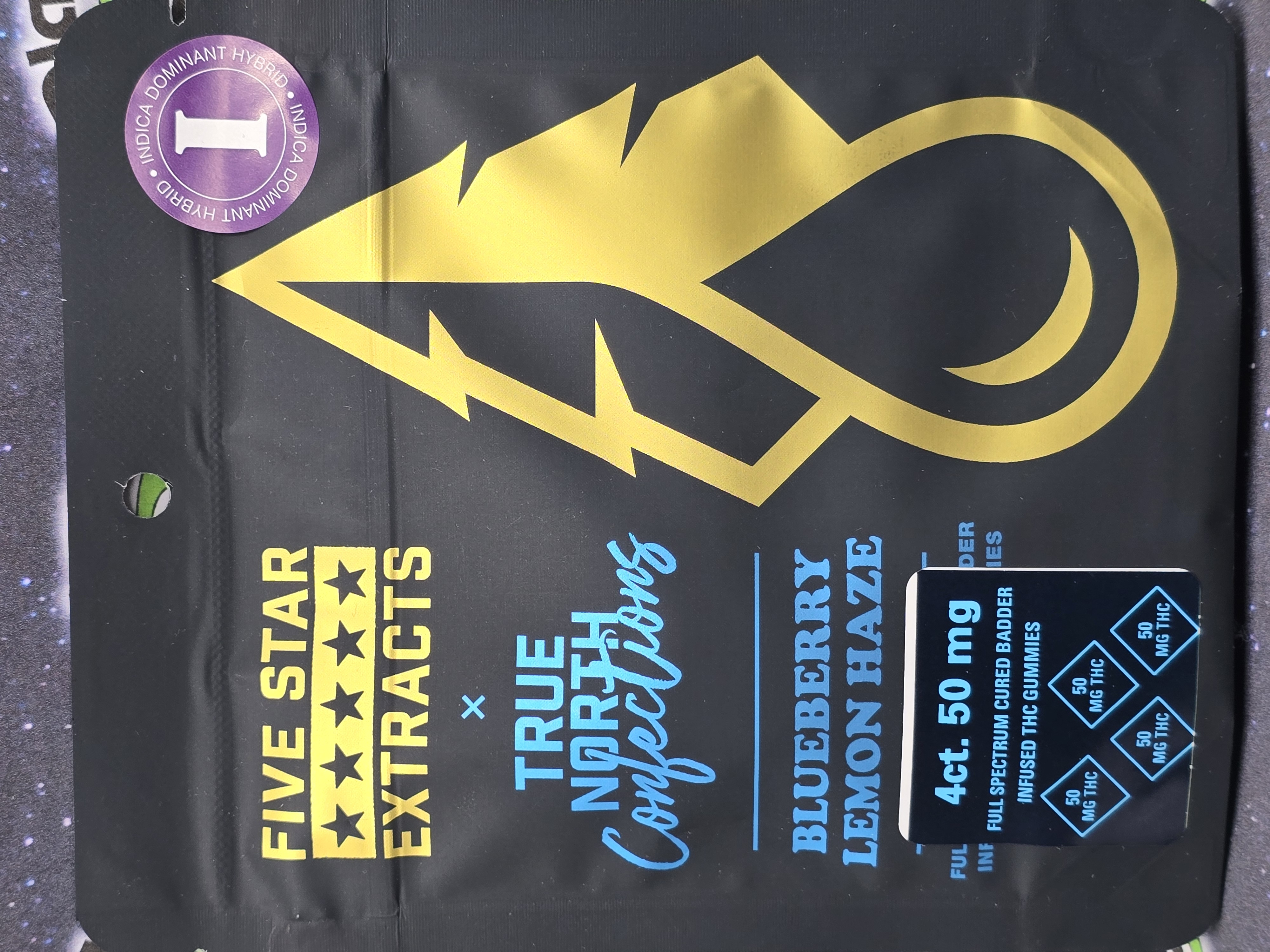 Photograph of product: True North | Blueberry Lemon Haze | Full Spectrum Cured Badder 200mg Gummies
