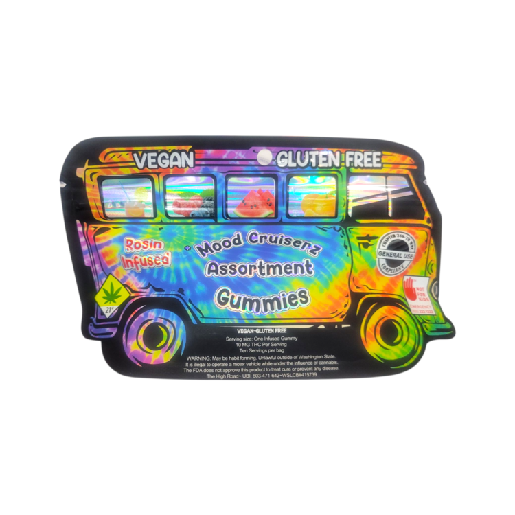 Photograph of product: Assorted 100mg Rosin Infused Gummies (Mood Cruiserz)