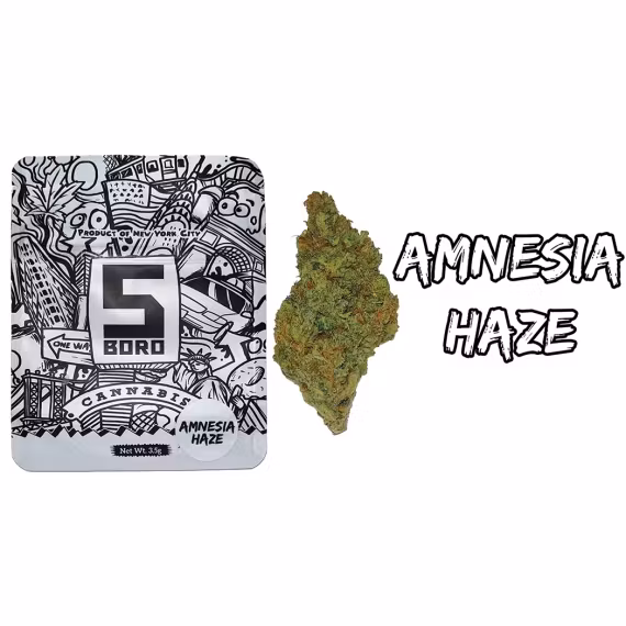 Photograph of product: 5Boro | Amnesia Haze flower, pouch 3.5g