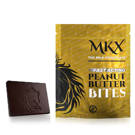 Photograph of product: MKX Fast-Acting Milk Chocolate Peanut Butter Bites 200mg Rec