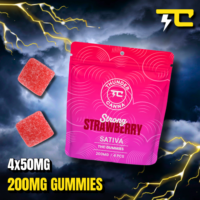 Photograph of product: STRAWBERRY GUMMIES 4CT 200MG