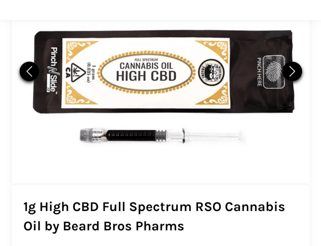 Photograph of product: Beard Brothers Syringe 20:1 CBD:THC 1G