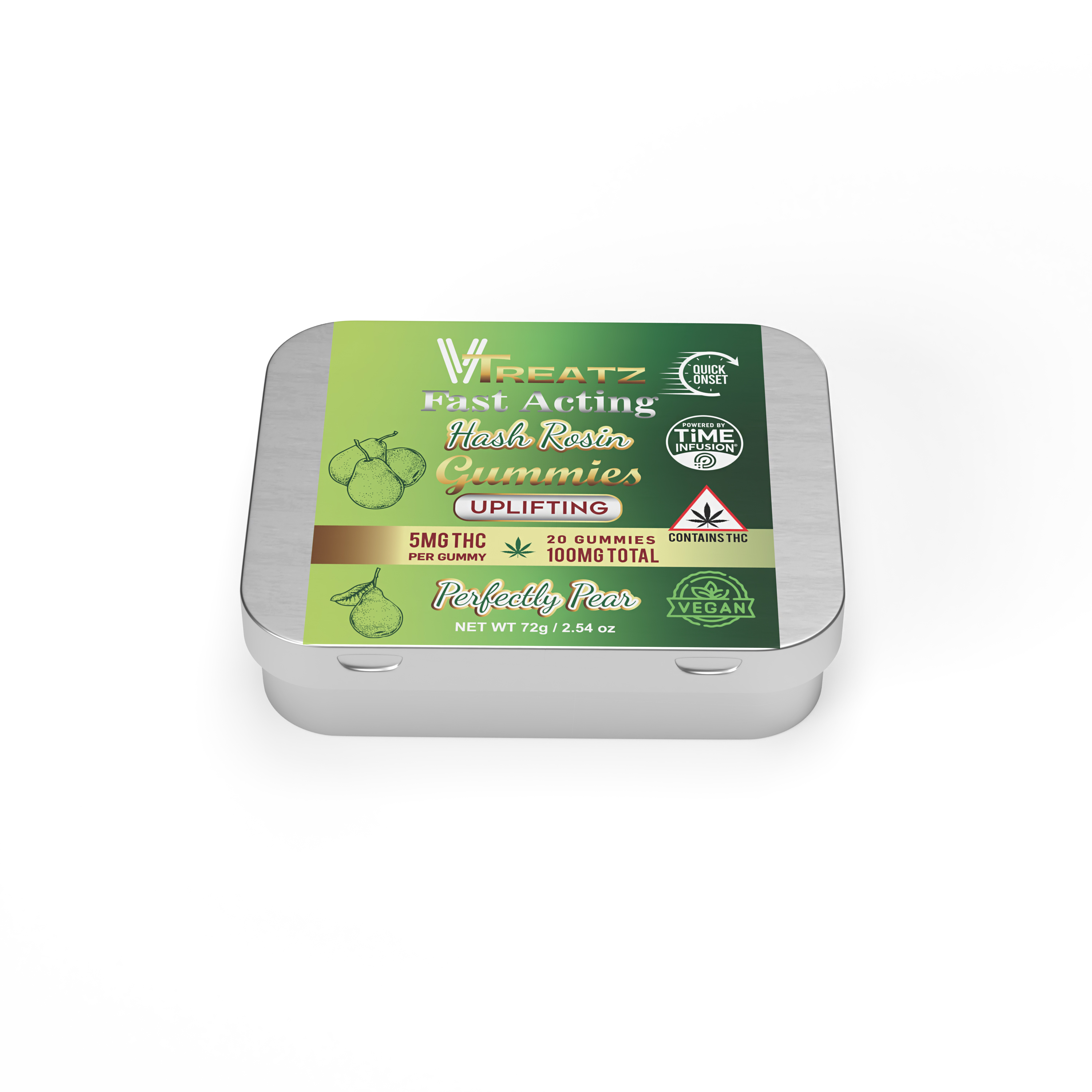 Photograph of Product: VTreatz - 5mg Fast Acting Hash Rosin Gummies - Perfectly Pear