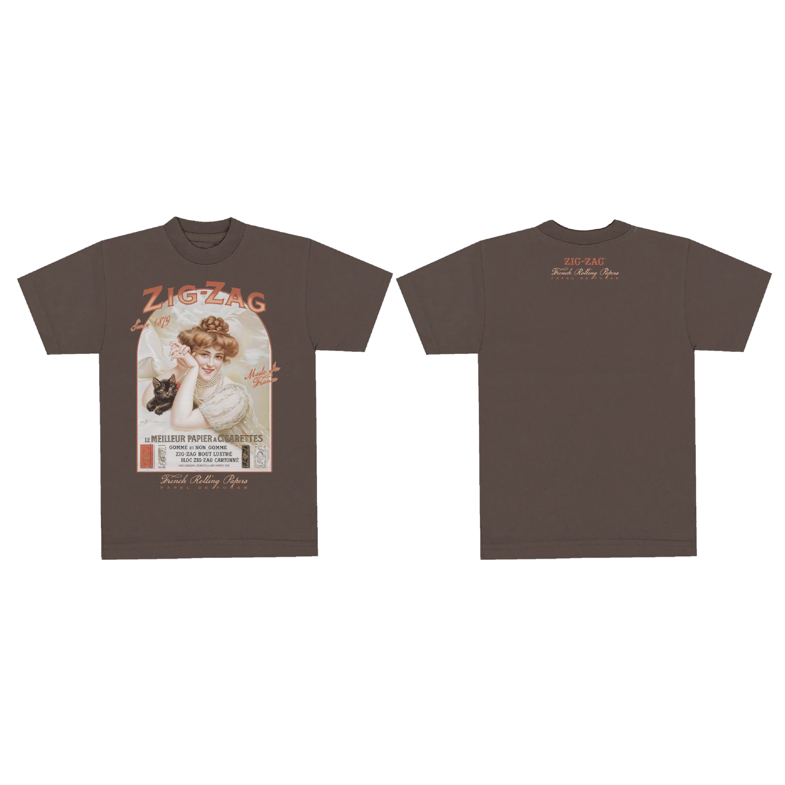 Photograph of product: M T-Shirt | Ms. French - Dark Brown | Zig Zag