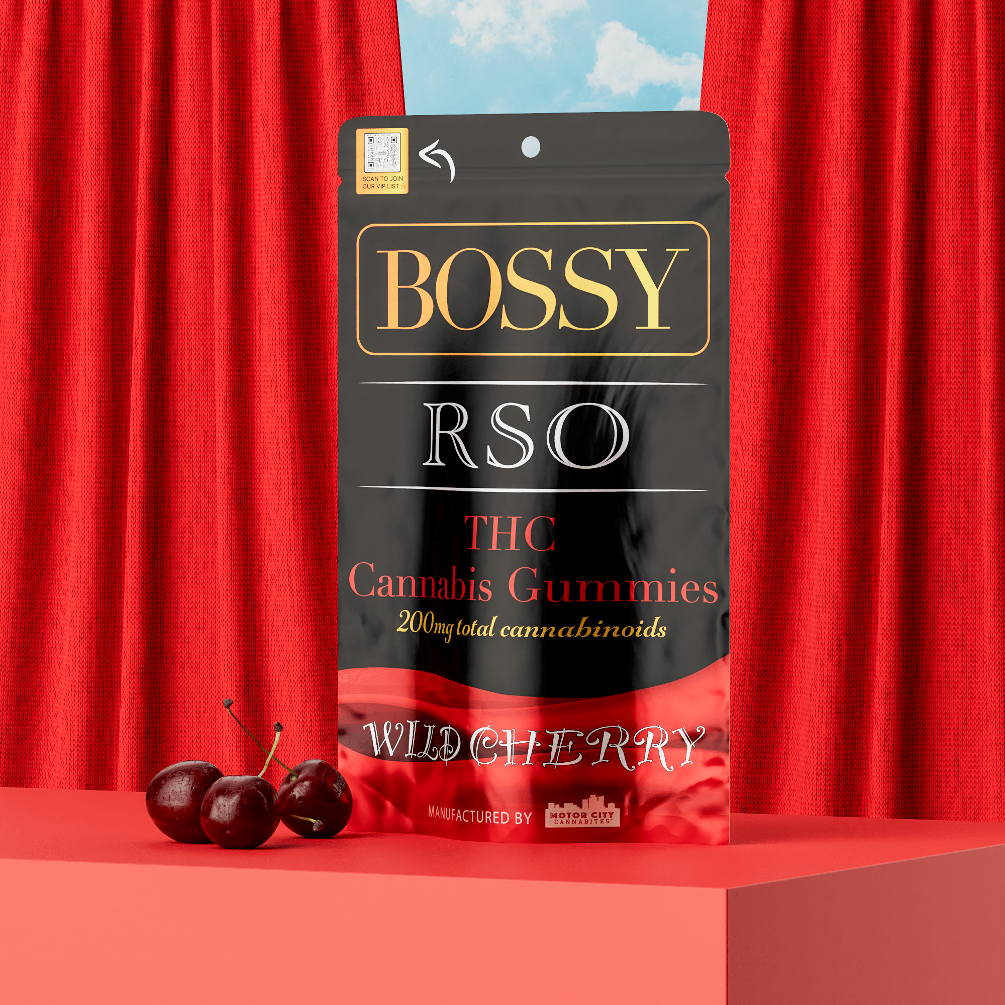 Photograph of product: Bossy | Wild Cherry | 200mg RSO Gummies