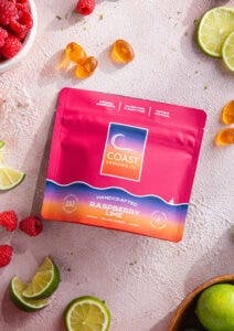 Photograph of product: Raspberry Lime 1:1:1 TH-oui:TH-ouiV:CBD Gummies - 20 Pack