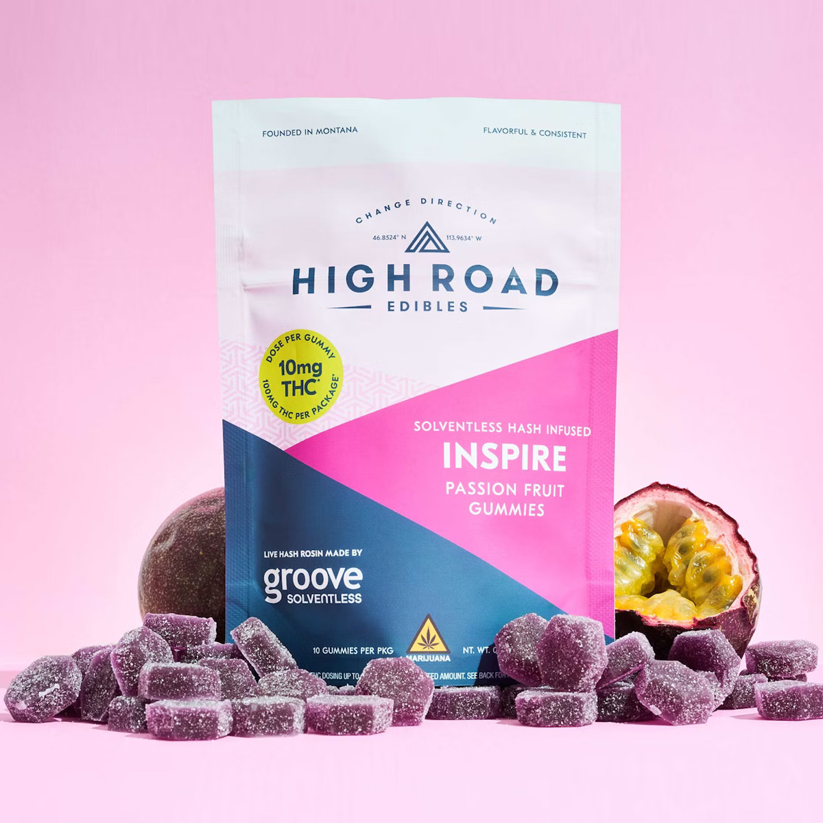 Photograph of product: High Road Passion Fruit Inspire Solventless Gummies