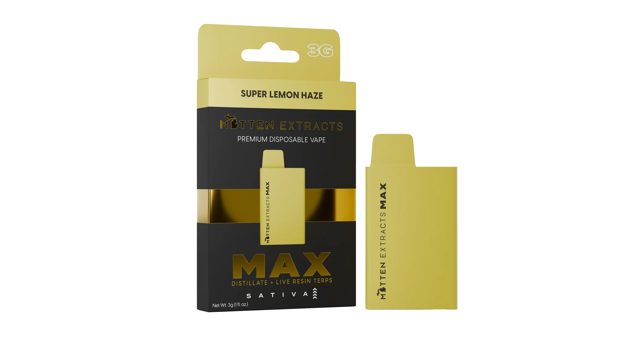Photograph of product: Mitten Extracts - 3g Disposable Vape - Super Lemon Haze Oui'd