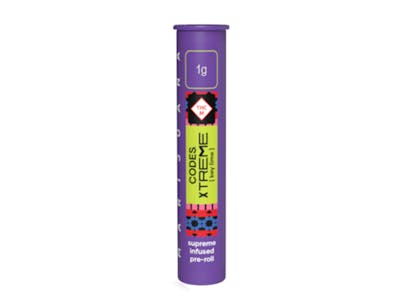 Photograph of product: CODES - XTREME - PREROLL INFUSED - 1G - APPLE FRITTER, MELON - HYBRID
