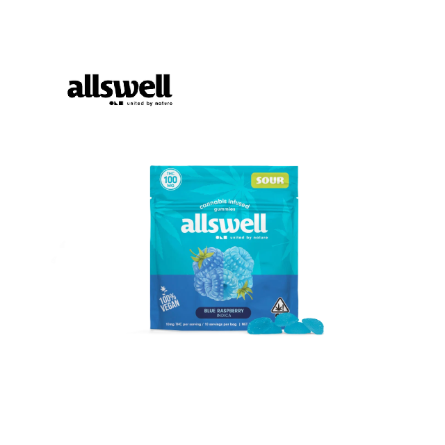 Photograph of product: BLUE RASPBERRY 100MG 10 PACK VEGAN GUMMIES