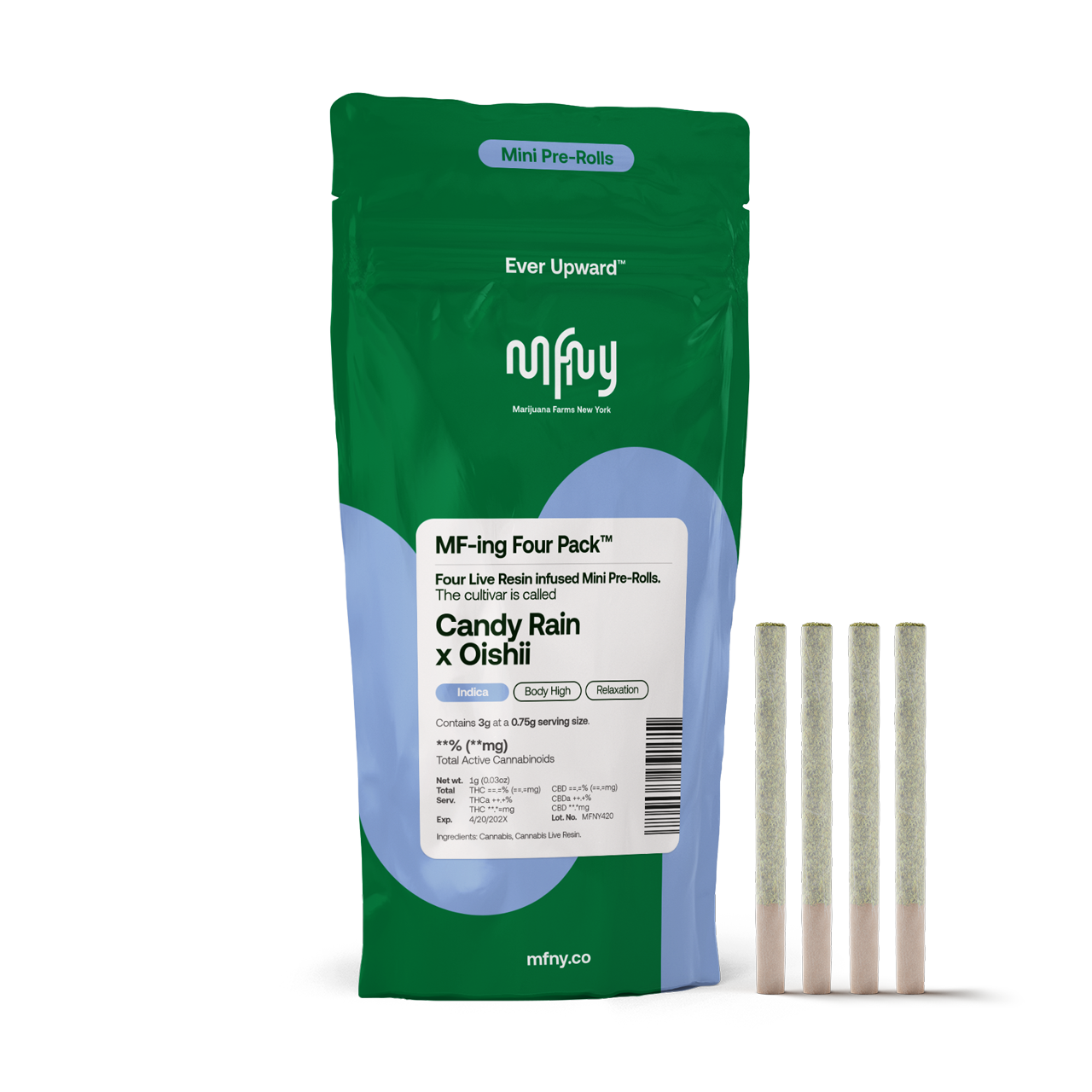 Photograph of product: Candy Rain | Infused w/ Oishii Resin Pre-roll 4pk