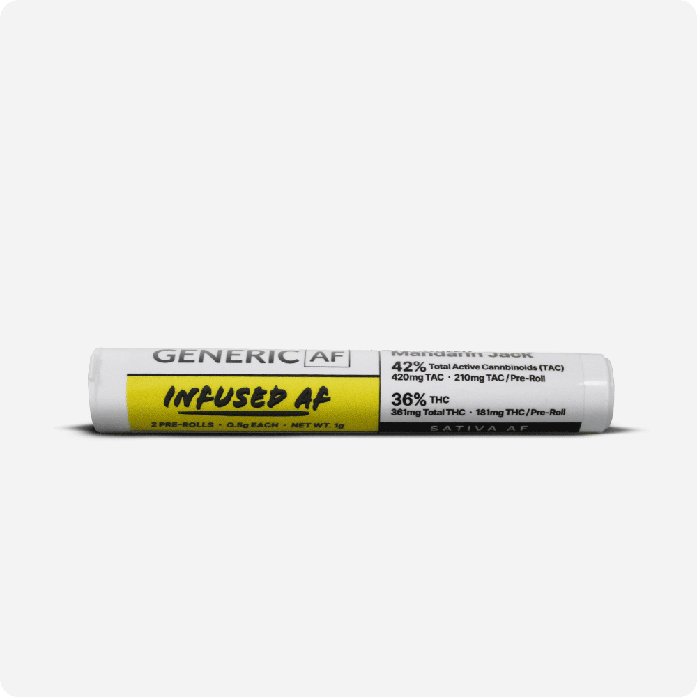 Photograph of Product: Generic AF | Infused Prerolls | Mandarin Jack | 0.5g 2pk