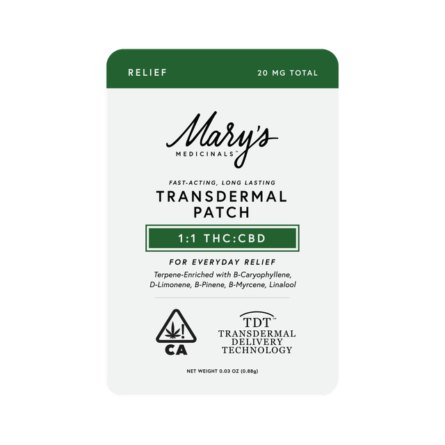Photograph of product: Mary's Medicinal Transdermal Patch - Relief 1:1 10mg TH-oui: 10mg CBD