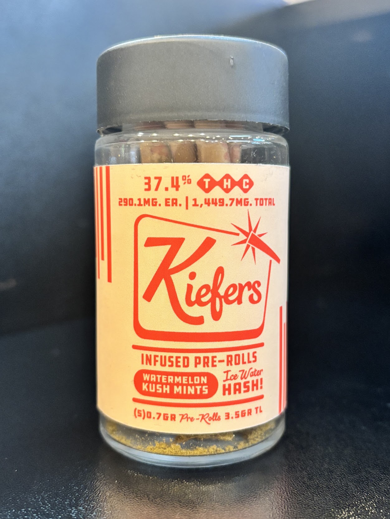 Photograph of product: Watermelon Kush Mints- KIEFERS- 5Pck au chocolat Infused Pre Rolls