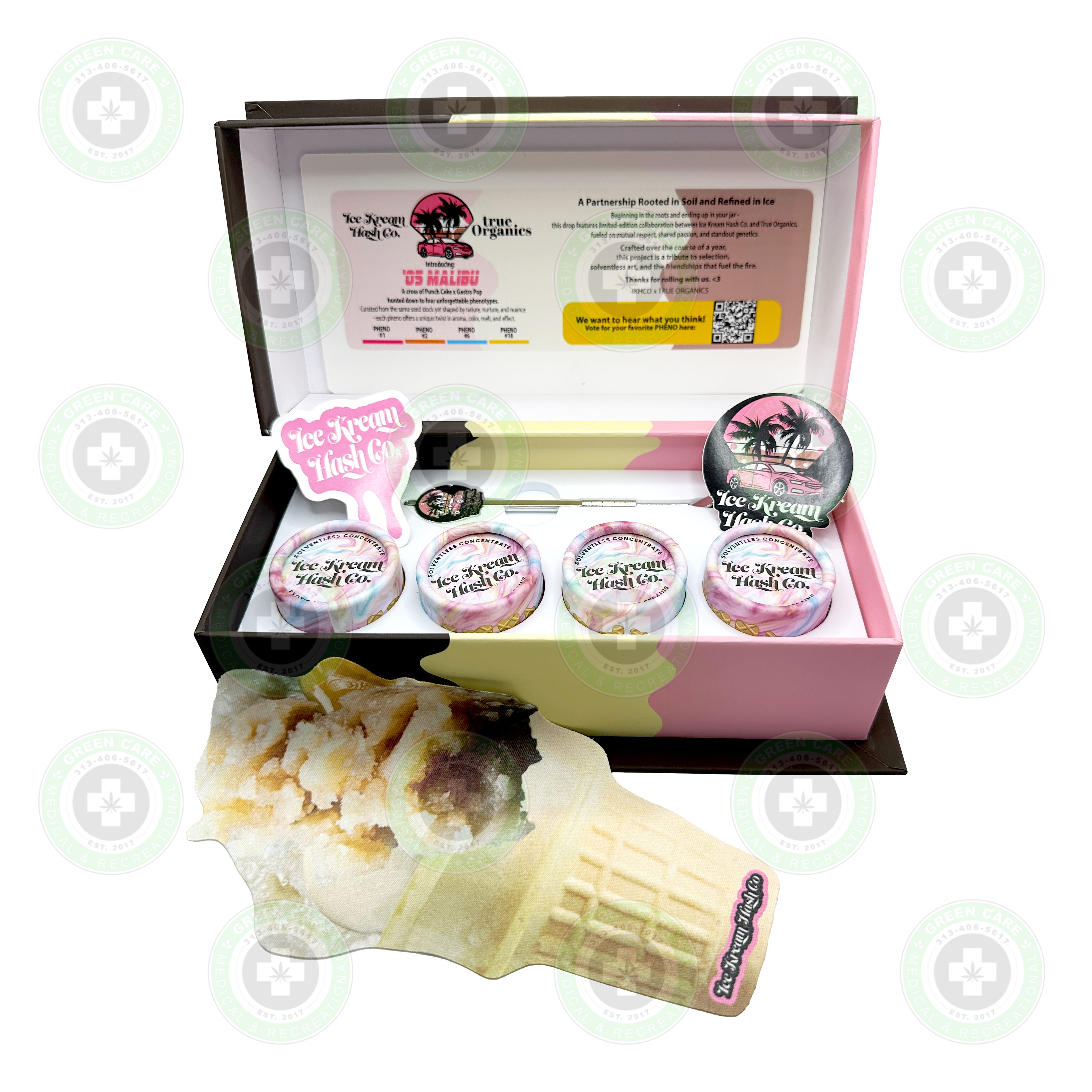 Photograph of product: Ice Kream au chocolat Co - 05 Malibu #6 Pheno Hunt Limited Edition Box 1g x 4 Jars ($150 TOTAL)