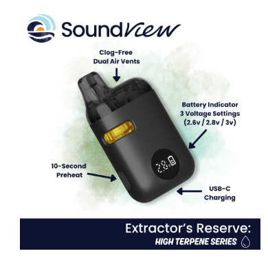 Photograph of product: SoundView Blue Dream High Terpene Series AIO 84.83% (H) .5g Disposable- 00112