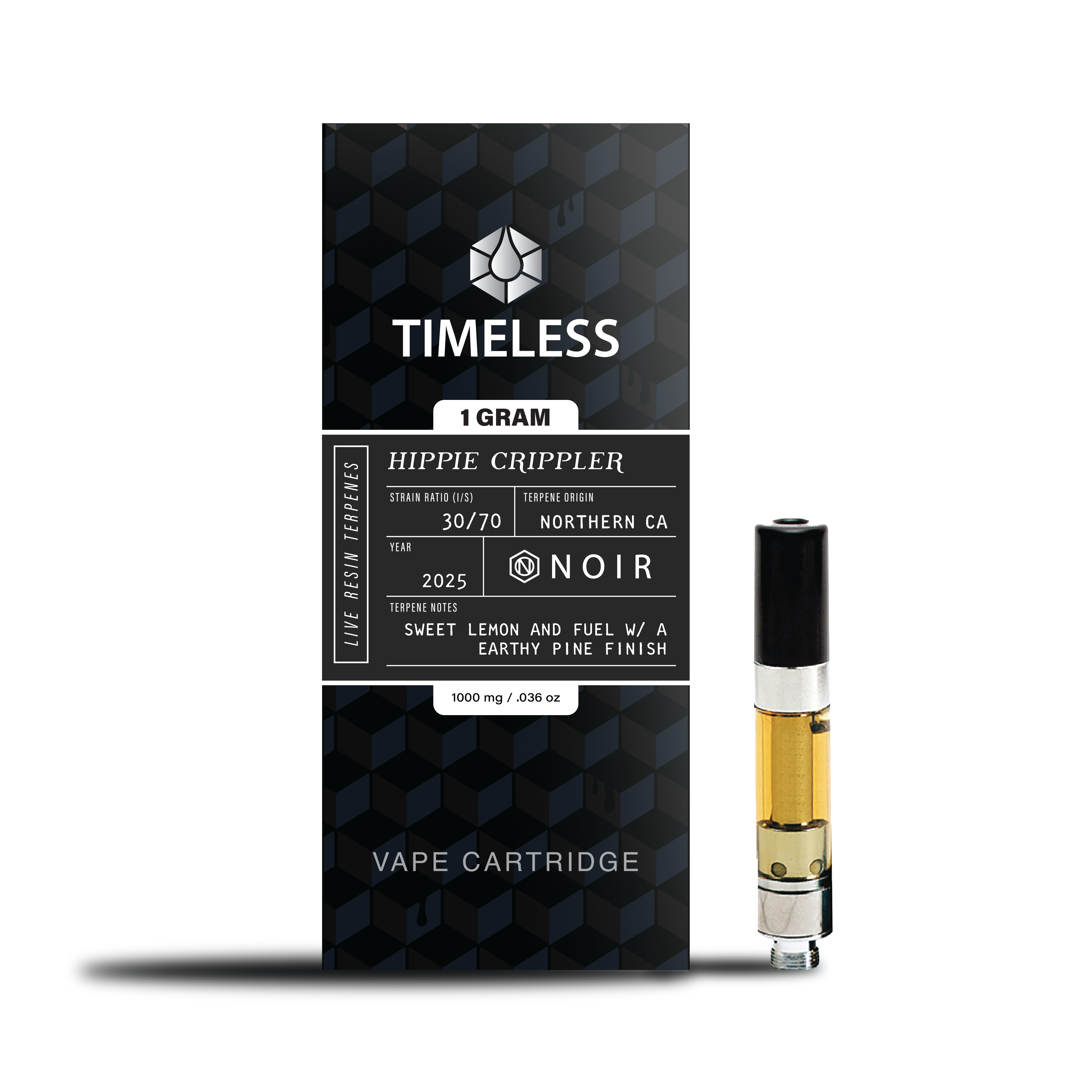 Photograph of product: NOIR Hippie Crippler Vape Cartridge | 1g