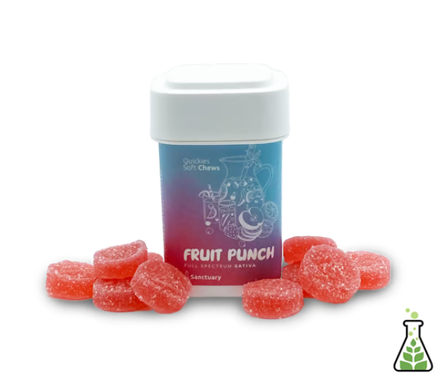 Photograph of product: Quickies Oui'd Fruit Punch Chews 4.5-5.5mg 20pk
