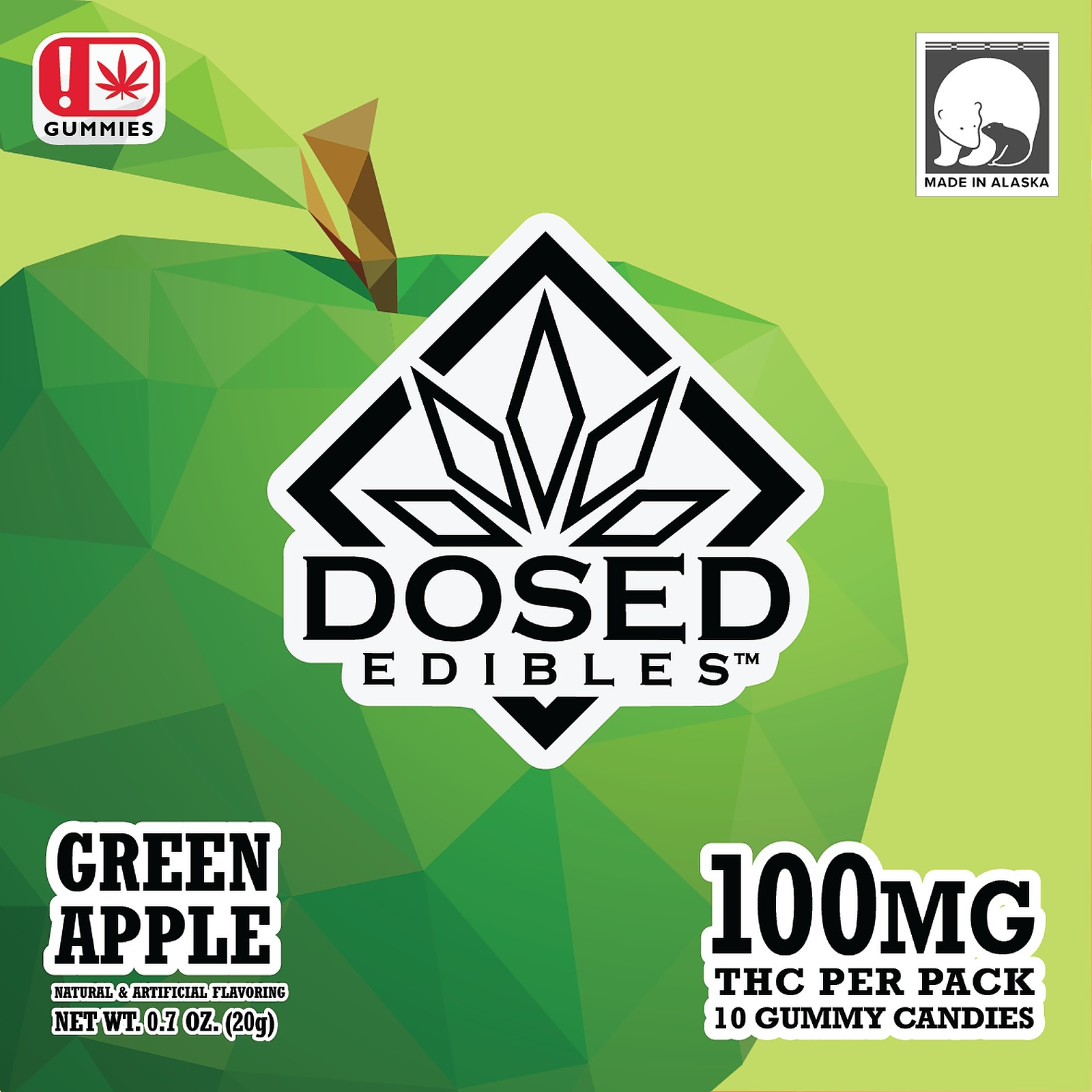 Photograph of product: Green Apple 100mg TH-oui Dosed Gummies By Dosed Edibles
