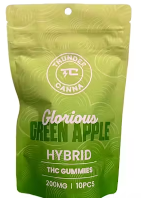 Photograph of product: Thunder Canna - Glorious Green Apple - 200mg Gummies (4x50mg)