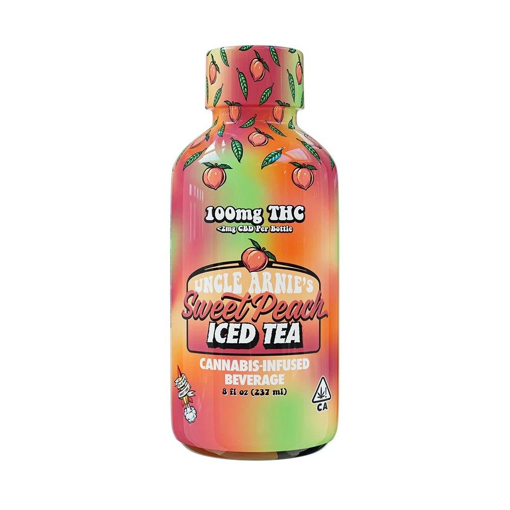 Photograph of product: Uncle Arnies - Sweet Peach Iced Tea 8oz Drink 100mg