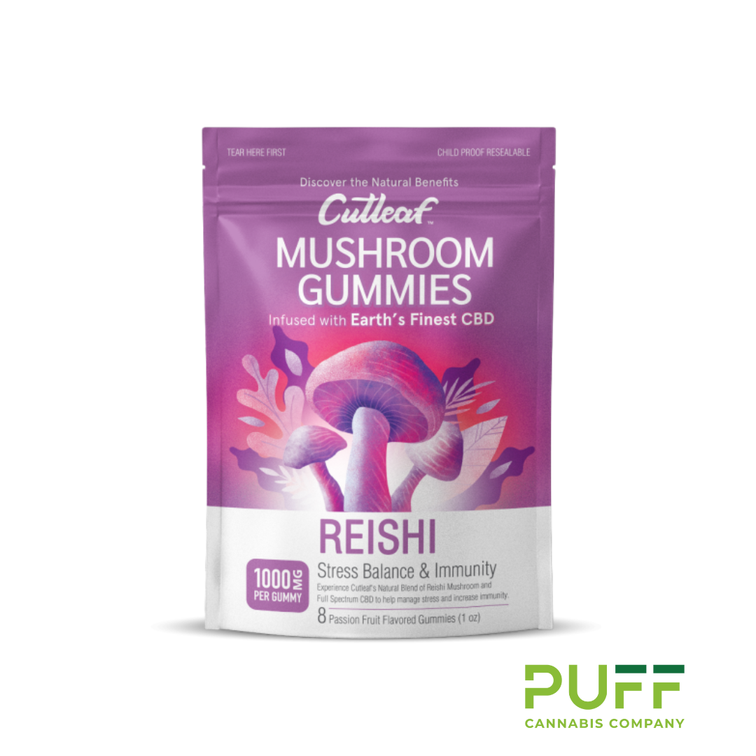 Photograph of Product: Cutleaf CBD Mushroom Gummies | Passion Fruit Reishi