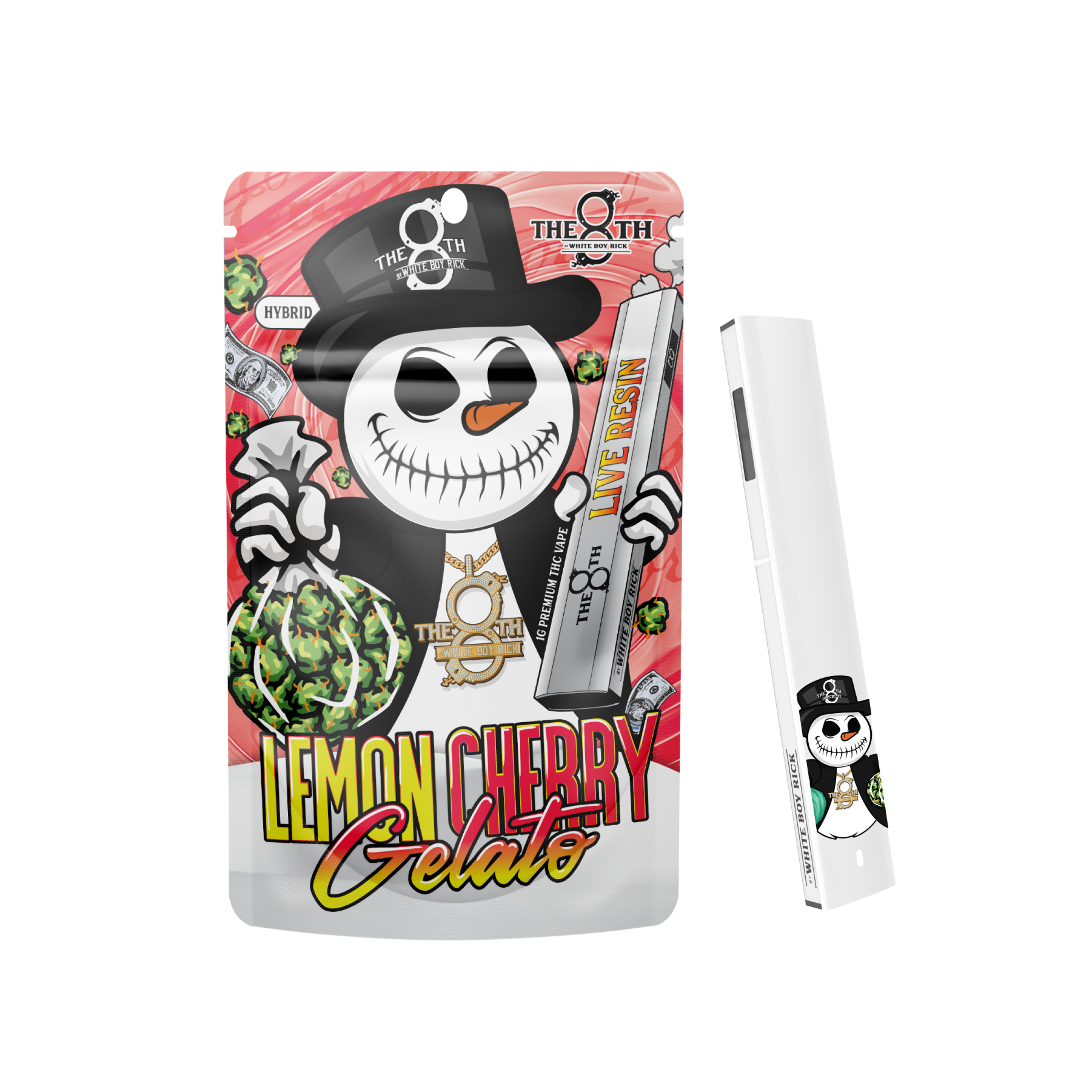 Photograph of product: White Boy Rick | The 8th |  Lemon Cherry Gelato Live Resin Disposable Cart